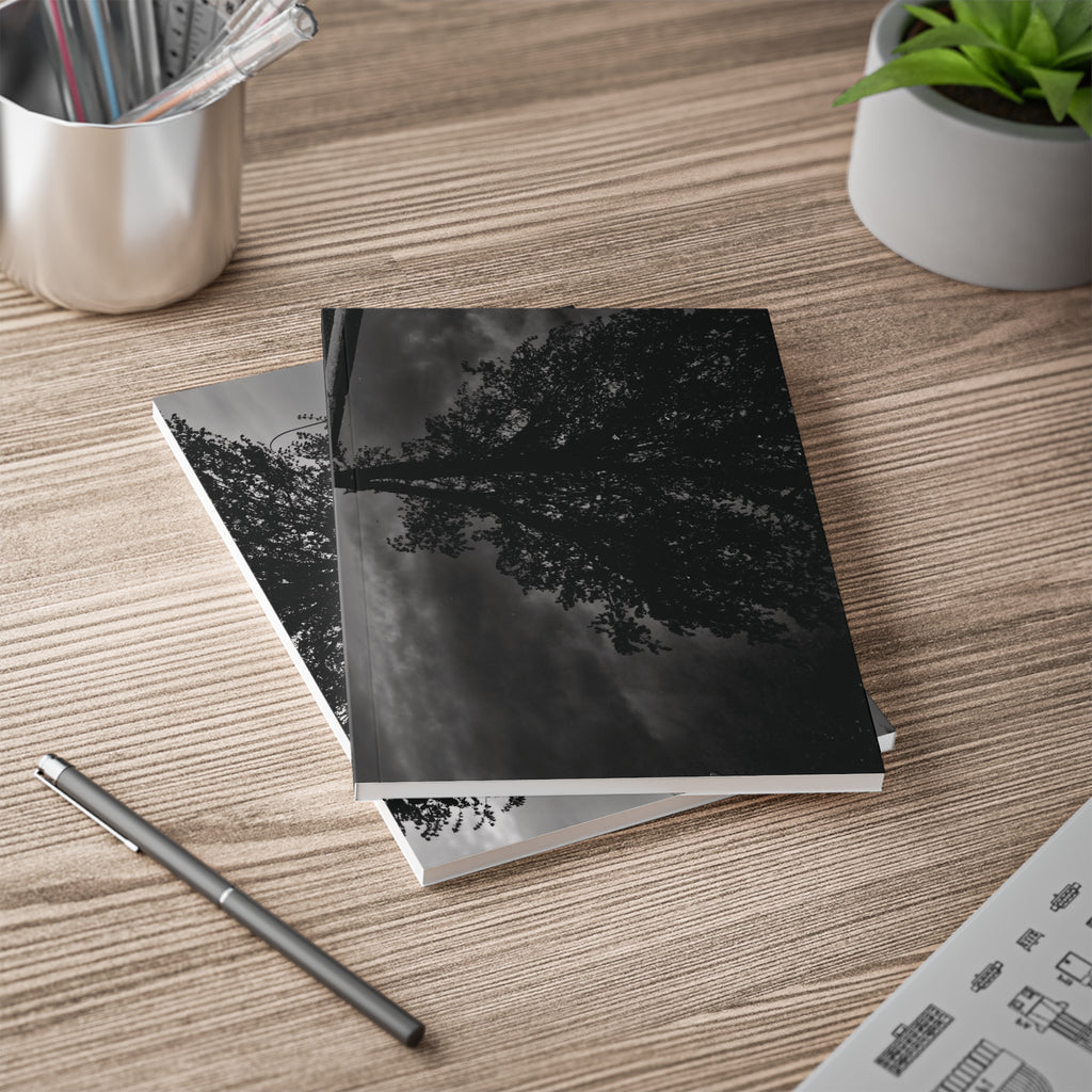 A5 Softcover Notebook — Moody Black & White Tree Photography Journal