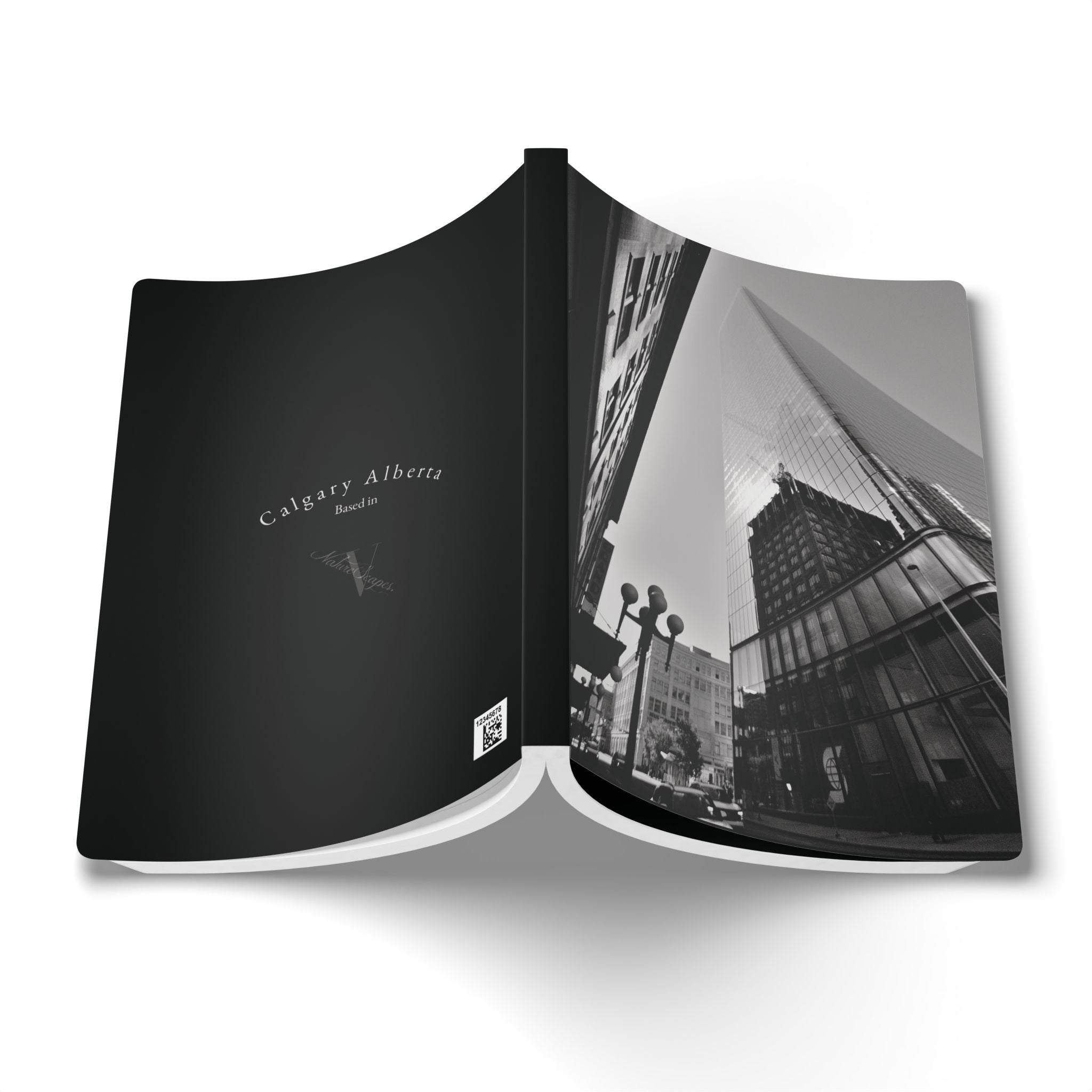 Cityscape Softcover Journal — Black & White Calgary Architecture Notebook