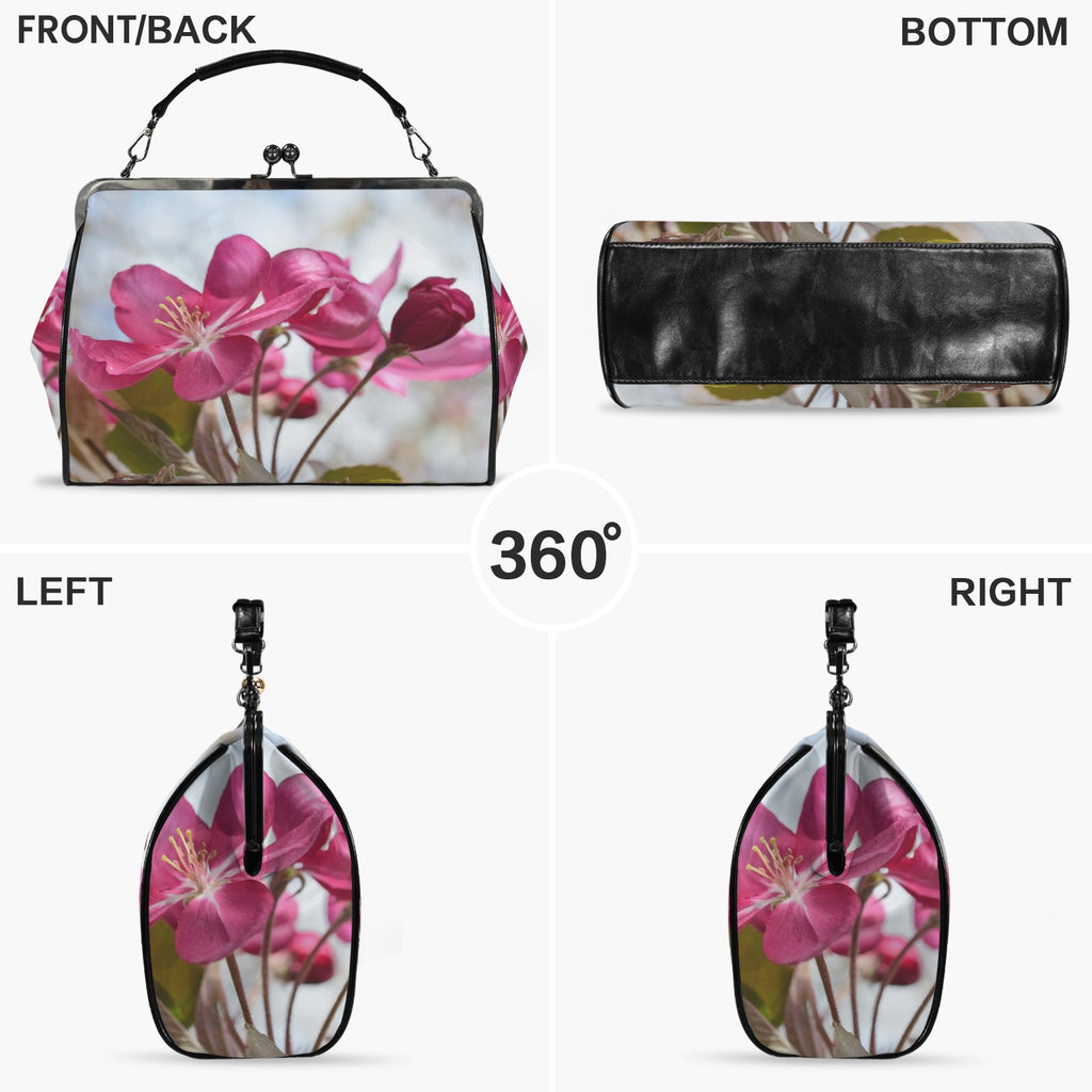 Floral Bag Kisslock Crossbody Shoulder Bag-Large