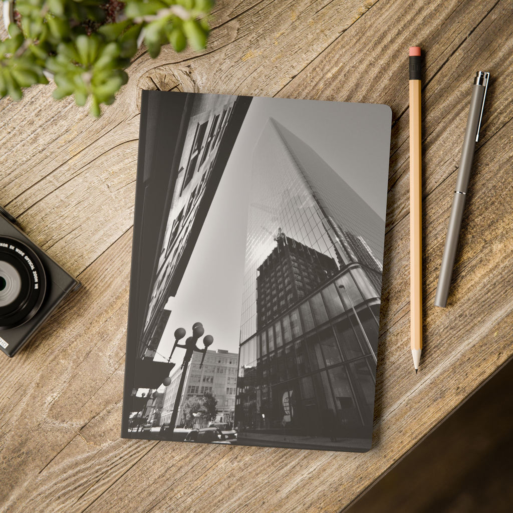 Cityscape Softcover Journal — Black & White Calgary Architecture Notebook