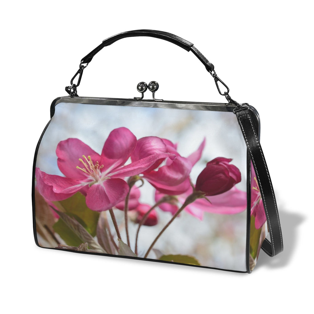 Floral Bag Kisslock Crossbody Shoulder Bag-Large