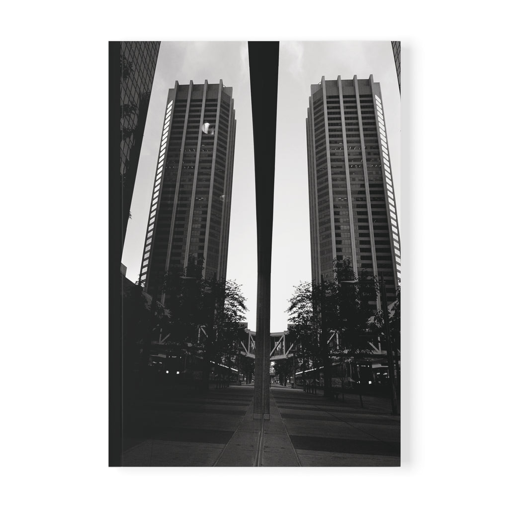A5 Softcover Notebook — Calgary Alberta Black & White Cityscape Journal