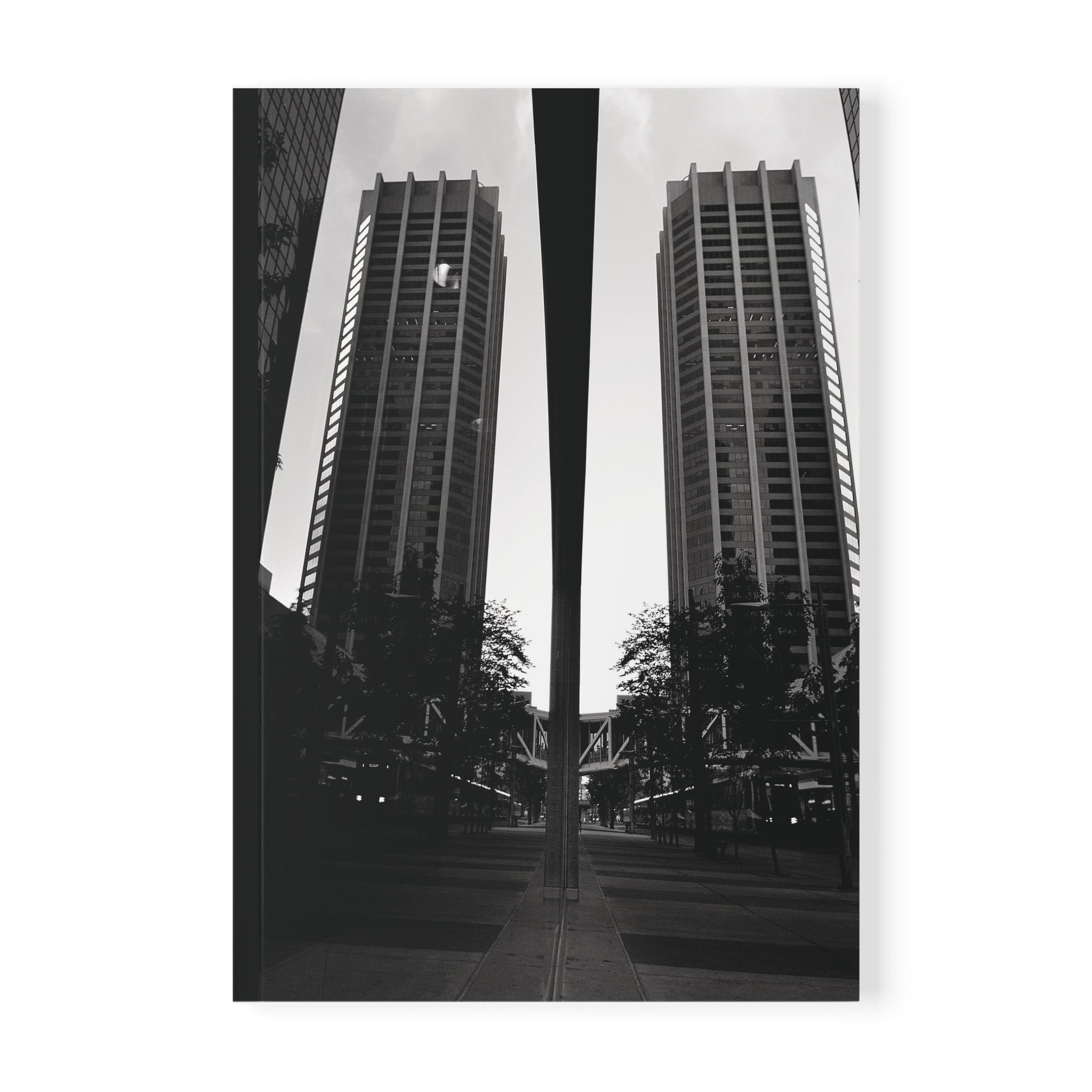 A5 Softcover Notebook — Calgary Alberta Black & White Cityscape Journal