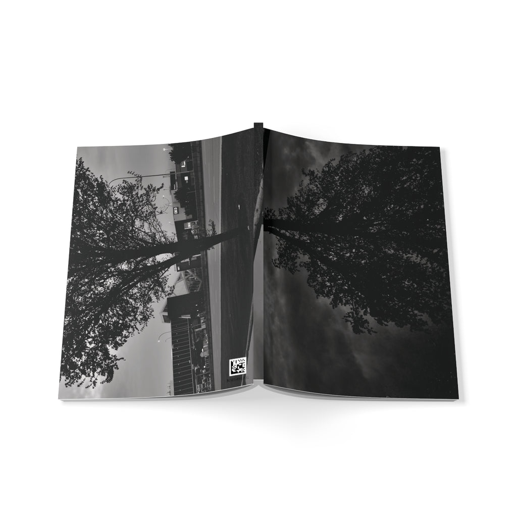 A5 Softcover Notebook — Moody Black & White Tree Photography Journal