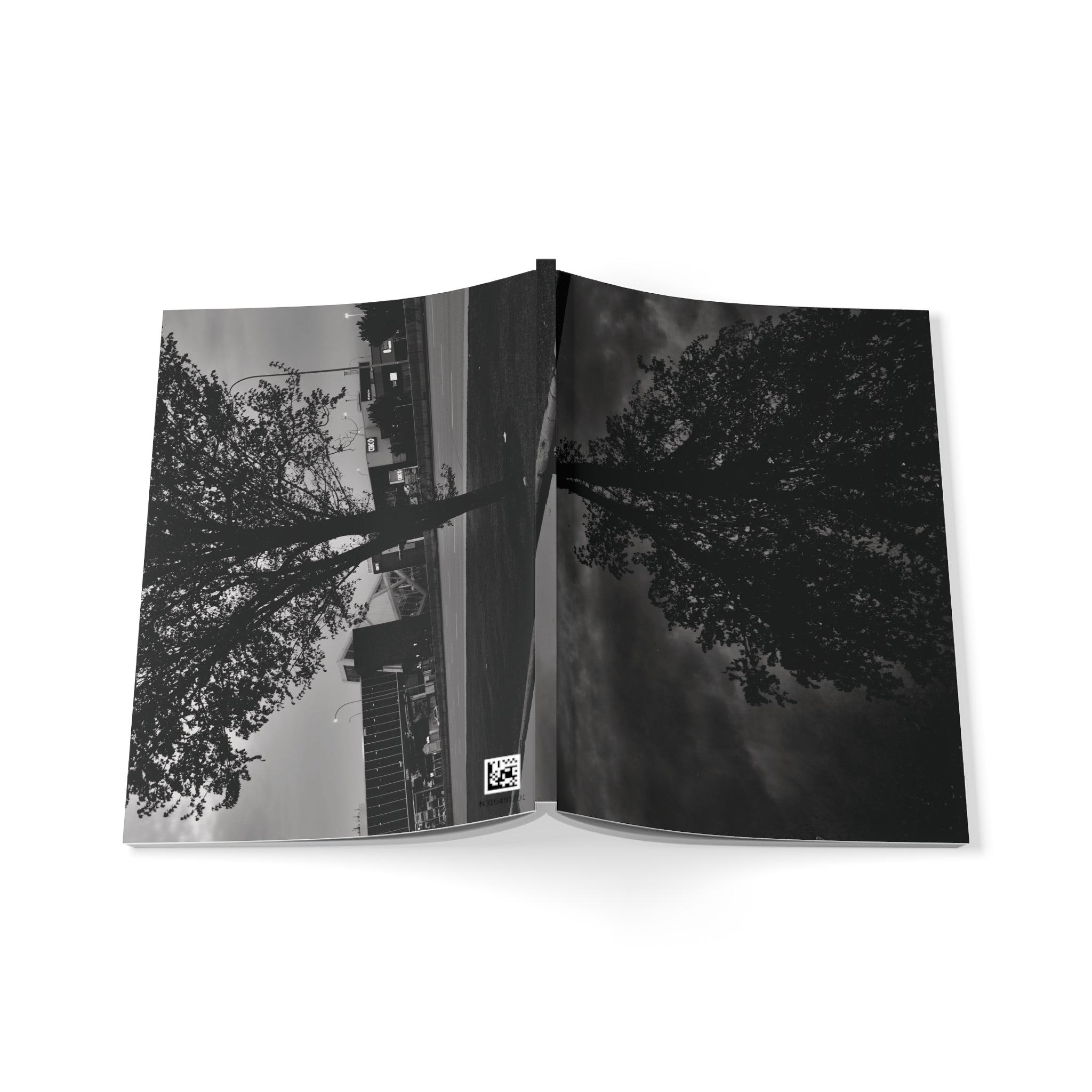 A5 Softcover Notebook — Moody Black & White Tree Photography Journal