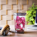 Pink Magnolia Acrylic Tumbler - Floral Suave Cup with Straw
