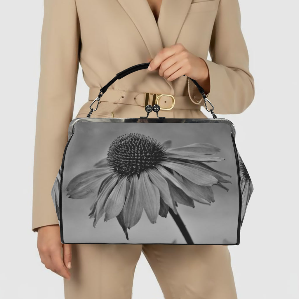 Vintage Floral Bag Kisslock Crossbody Shoulder Bag-Large