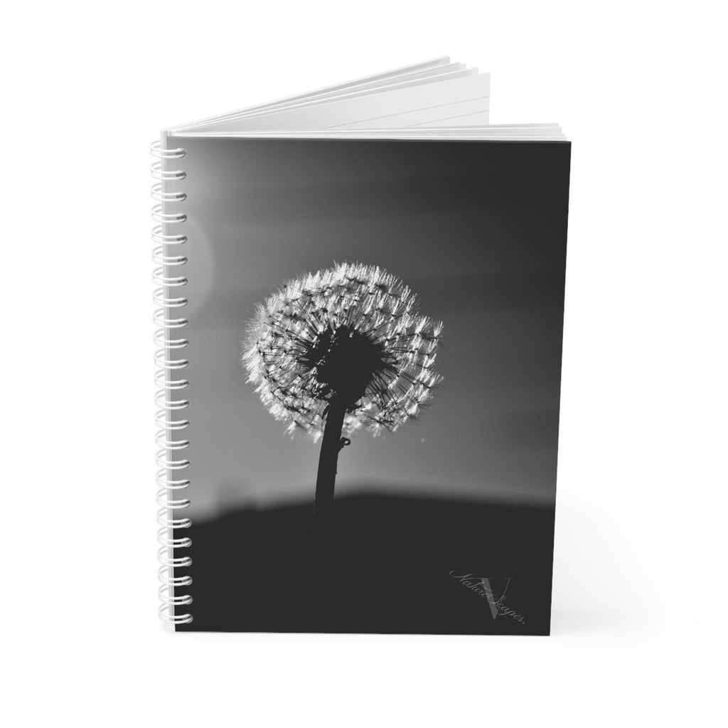 Dandelion Silhouette Notebook | Black White Floral Spiral Notebook