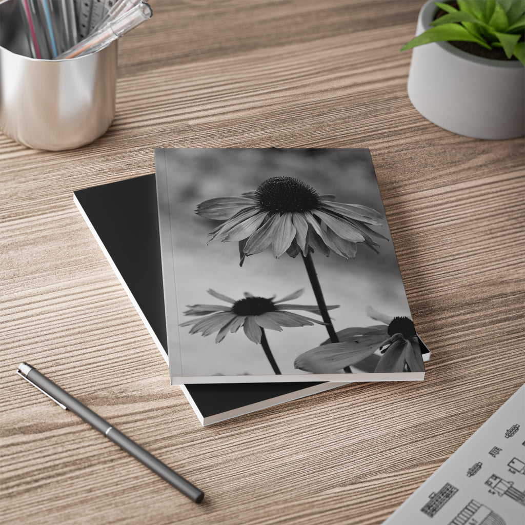 A5 Softcover Notebook — Monochrome Coneflower Photography Journal