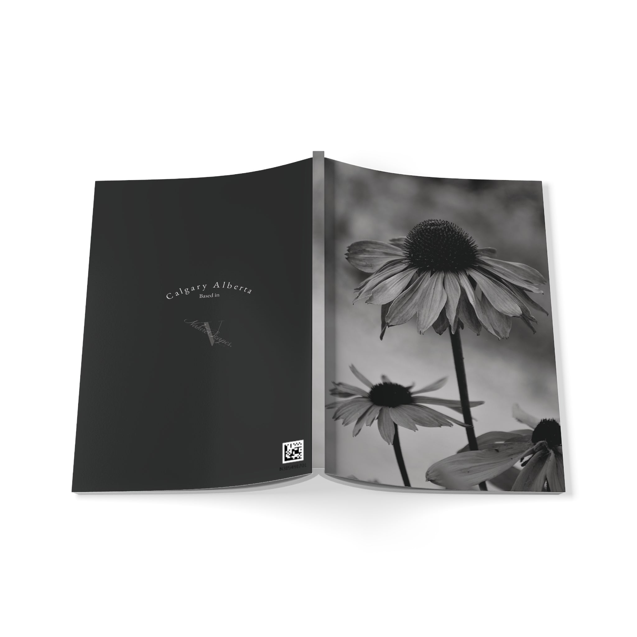 A5 Softcover Notebook — Monochrome Coneflower Photography Journal