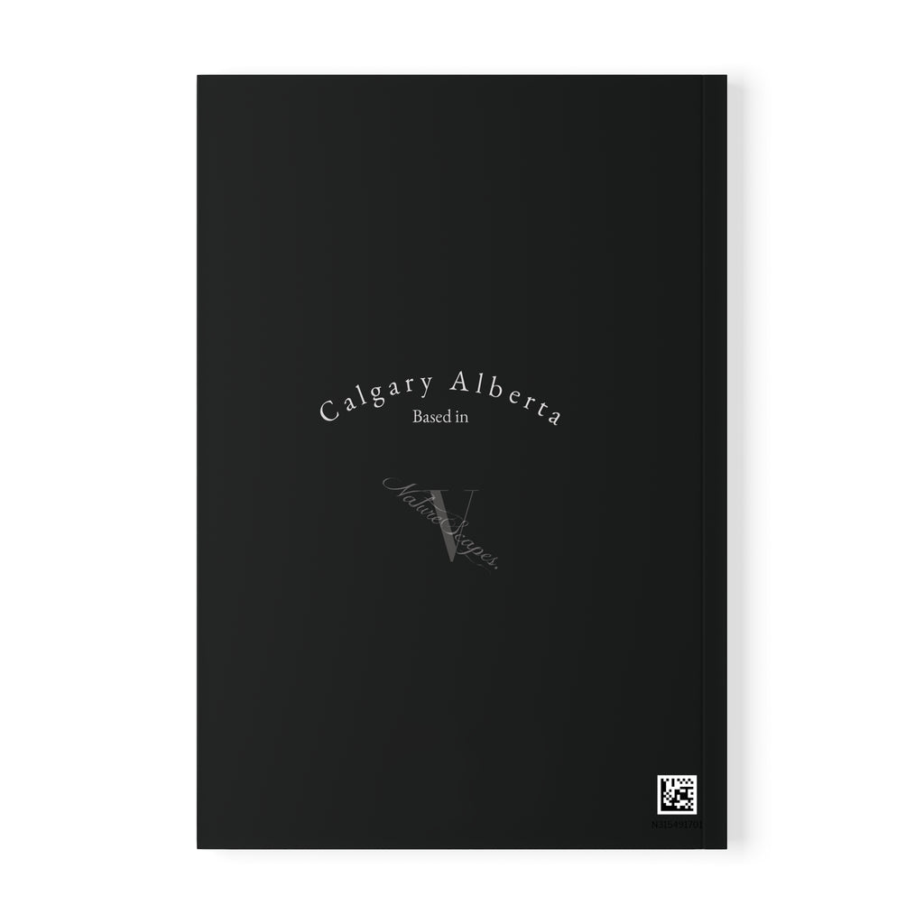 A5 Softcover Notebook — Black Cover with Calgary Alberta Logo & Tree Photography