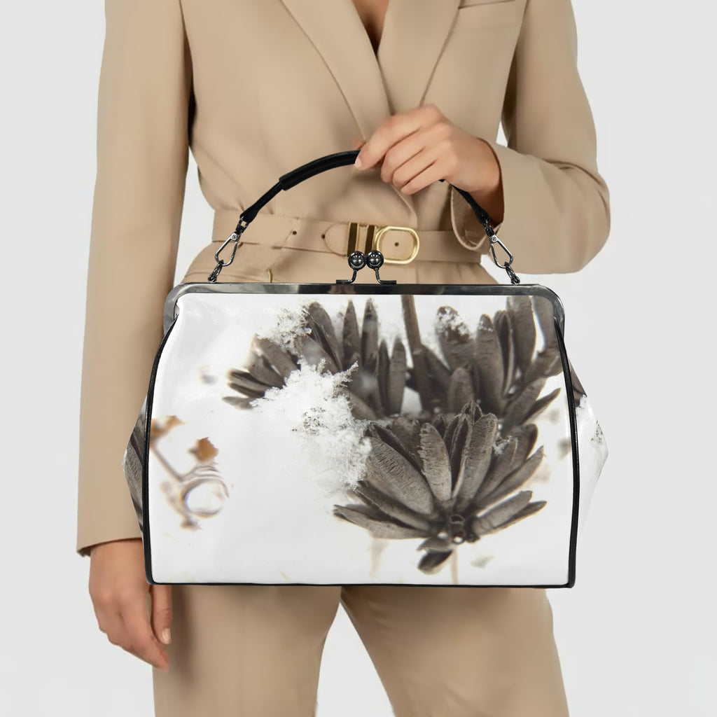 Seeds in the Snow Bag Kisslock Crossbody Shoulder Bag-Large