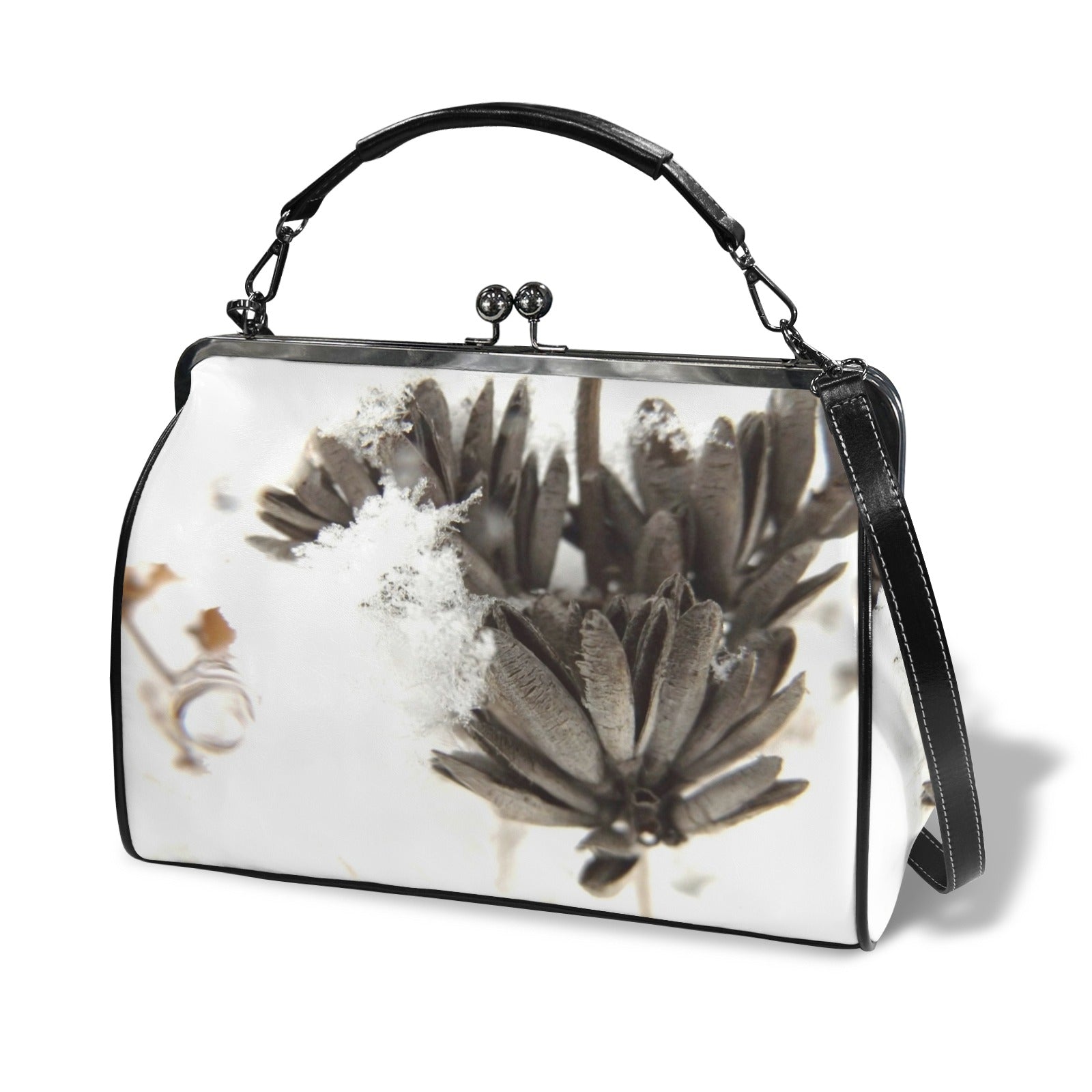 Seeds in the Snow Bag Kisslock Crossbody Shoulder Bag-Large