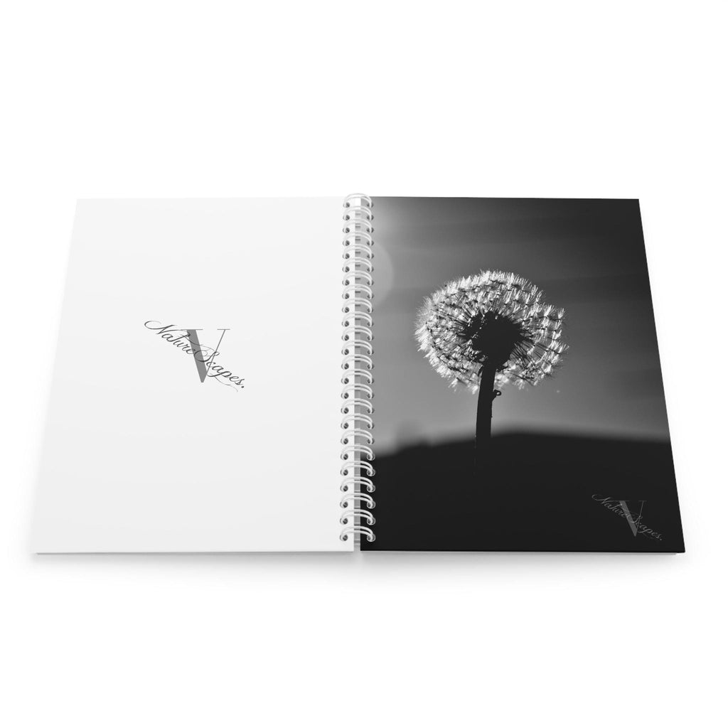 Dandelion Silhouette Notebook | Black White Floral Spiral Notebook