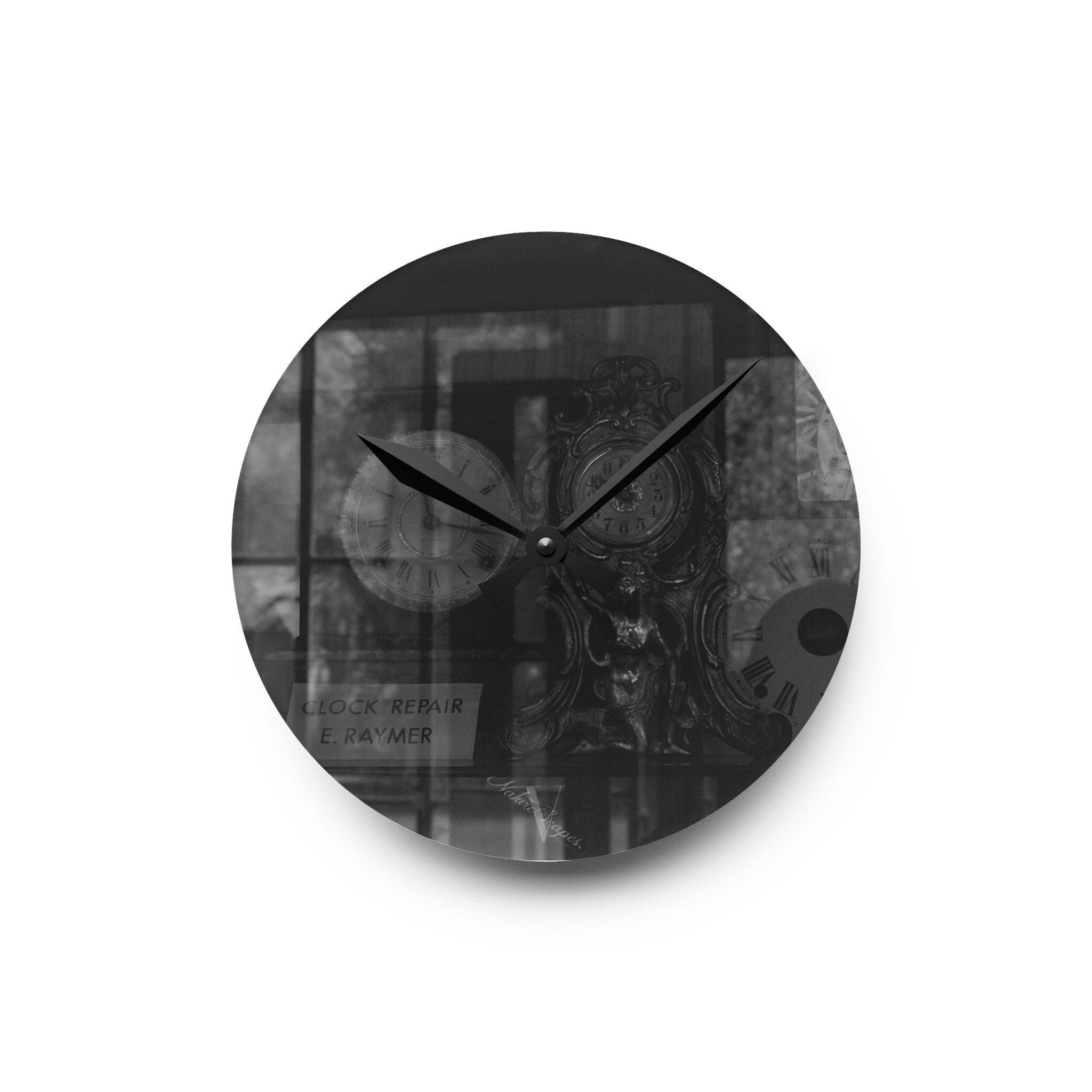 Black Skull Collage Acrylic Wall Clock | Gothic Home Decor