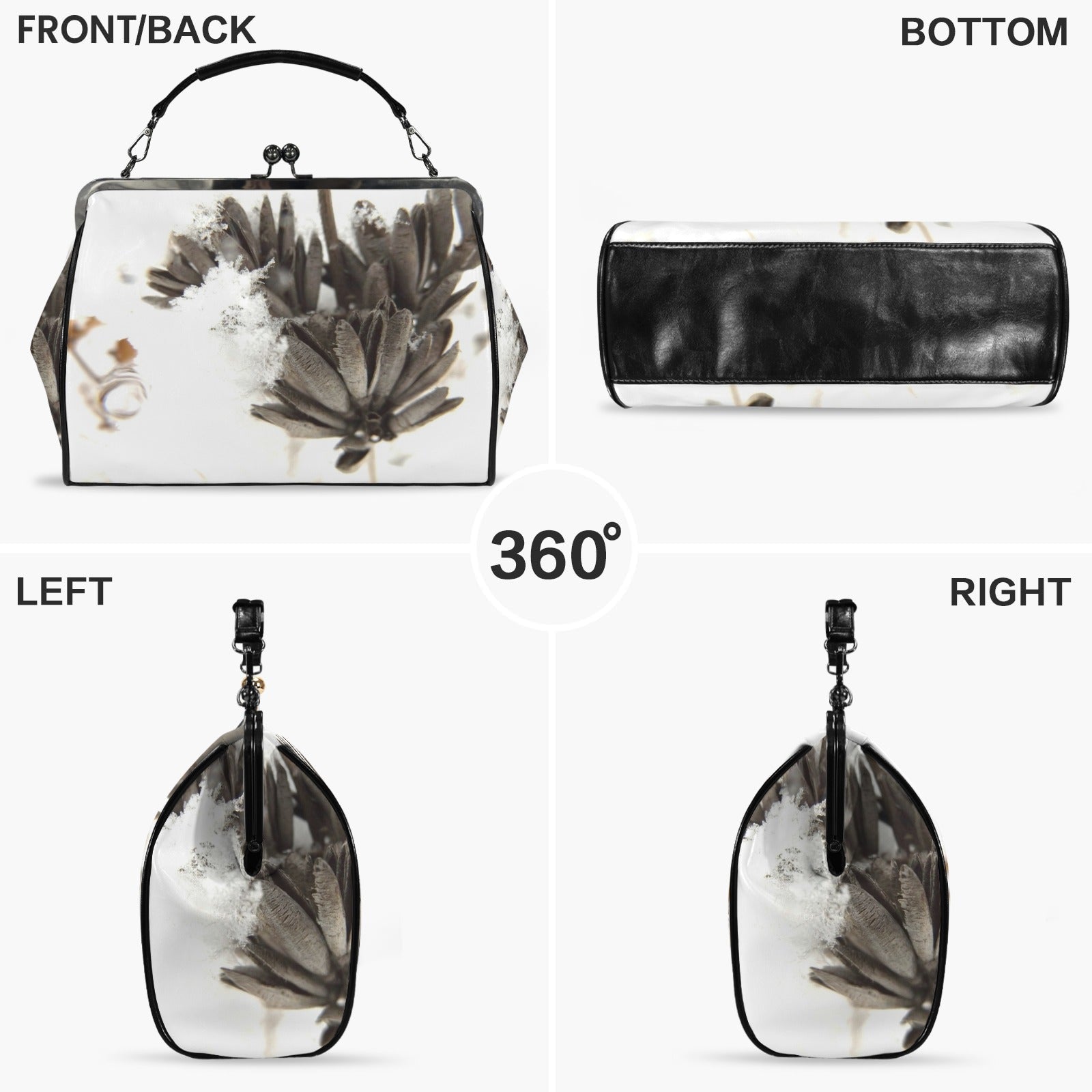 Seeds in the Snow Bag Kisslock Crossbody Shoulder Bag-Large
