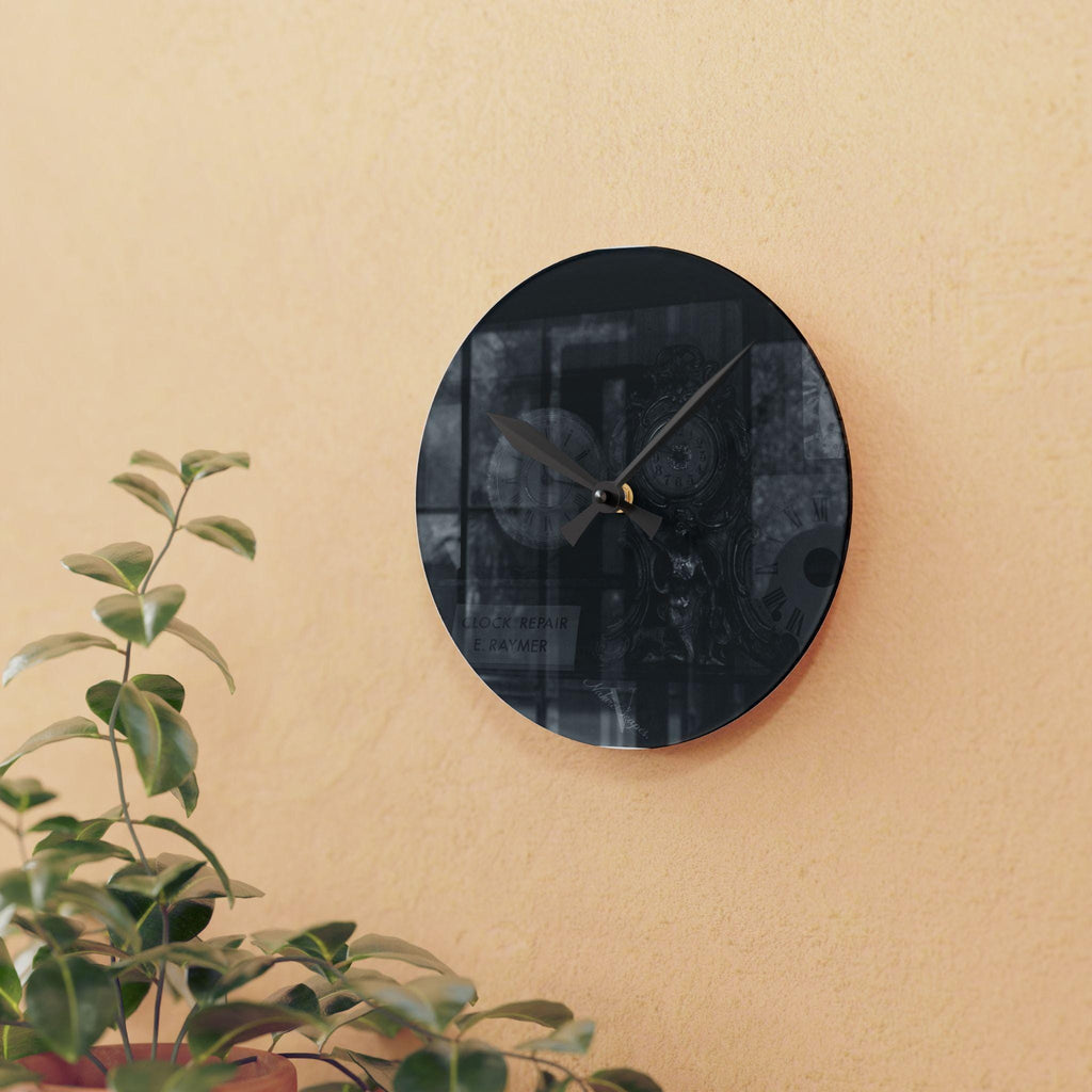 Black Skull Collage Acrylic Wall Clock | Gothic Home Decor